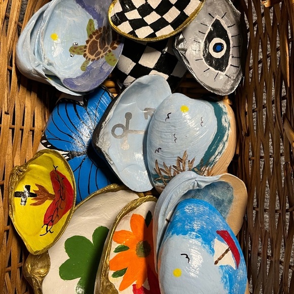 Hand Crafted Decoupage Gold and Blue Trinket Dish Shell - Picture 9 of 13